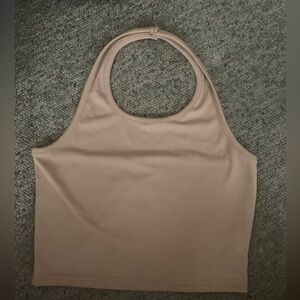 Tan cropped halter top- size xs